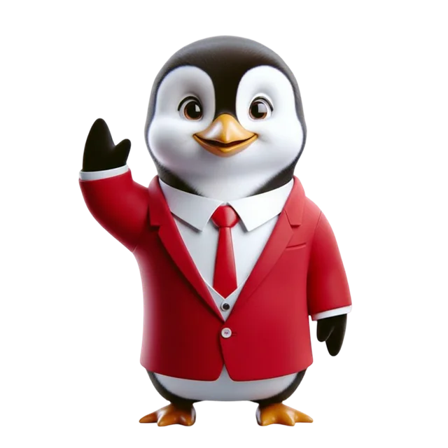 HRTailor.AI penguin mascot waving